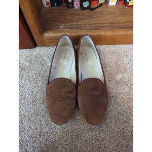 HELENE Rouge tan suede loafers euc sz 37